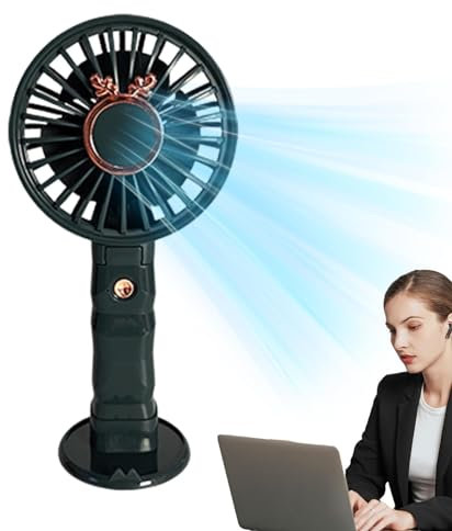 Desk Fan - miini Fan | Folding Handheld Fan |3 Adjustable Modes Rechargeable Cooling Electric Personal Fan | Compact Cooling Device with Phone Holder, Foldable Desk Fan for Home, Outdoor, Beach,