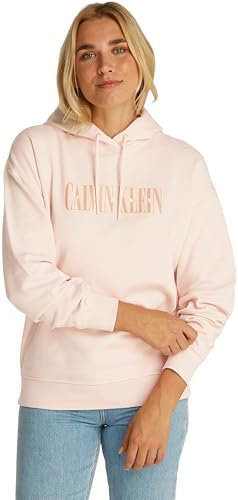 Calvin Klein Donna Felpa con Cappuccio Varsity in Cotone, Rosa (Silver Peony), XS