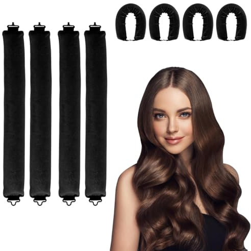 4 Stück Locken Ohne Hitze, Lockenwickler Über Nacht mit Haken, Lockenwickler über Nacht, Lockenwickler Heatless Curls für Alle Haartypen,Keine Beschädigung des Haares