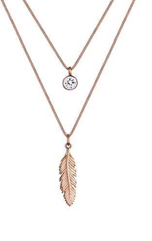 Elli Halskette Damen Feder Boho mit Kristall in 925 Sterling Silber