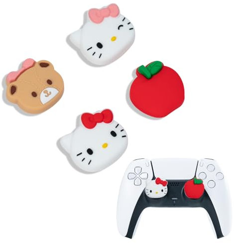 Kuitmor Niedliche Daumengriffkappen für Playstation 5, Joystick-Kappen aus weichem Silikon, niedliche Daumenstick-Griffe, kompatibel mit PS5/PS4/Switch Pro Controller, 4 Stück (HKT)