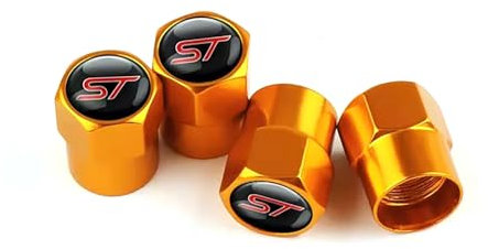 Loujyou 4 Stück Auto Ventilkappen Aluminiumlegierung Wasserdicht Staubdicht für ST Ford Focus Emblem Auto Wheel,Orange