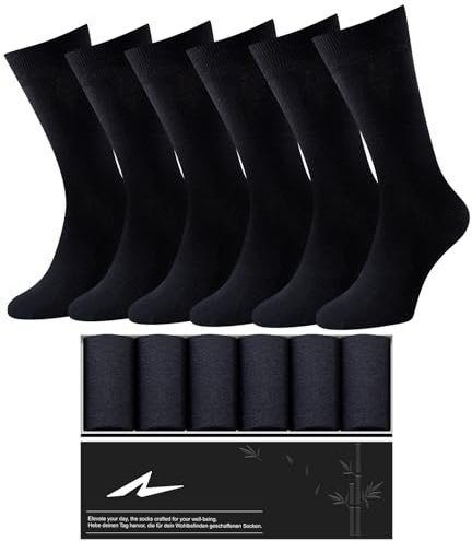 Niorasen Socken Herren Damen,6 Paar Business Socken mit Geschenkbox, Atmungsaktive Bambus, Strümpfe Herren für Altag und Freizeit, Männergeschenke