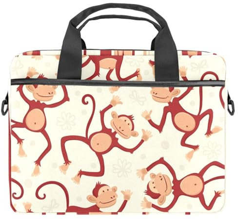 Scimmia Animale Laptop Spalla Messenger Bag Crossbody Cartella Messenger Sleeve per 13 13.3 14.5 Pollice Laptop Tablet Proteggere Tote Bag Caso, Multi, 11x14.5x1.2in /28x36.8x3 cm