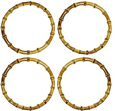 Yayatty 4 Stück Rund Taschengriffe, Handtasche Griffe Ersatz, Taschengriffe Handtasche aus Bambus für DIY Taschenherstellung Zubehör Häkeltasche Umhängetasche