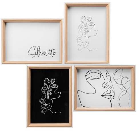 walther design Bilderrahmen Silhouette Holzgalerie, 4 Fotos 13x18 cm, natur, NW418H