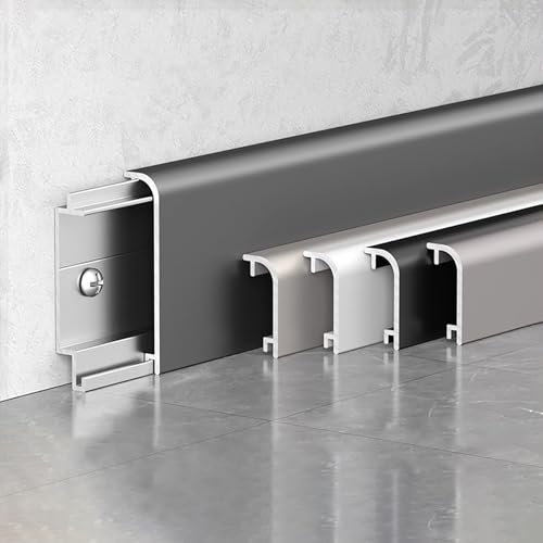 Raouoae Plinthe en Aluminium Décorative 125 Cm* 4 Pièces Baguette Stratifiée Facile À Installer pour Finition Murale Et Sol dans Toutes Les Pièces(Option 4,Height: 4cm)