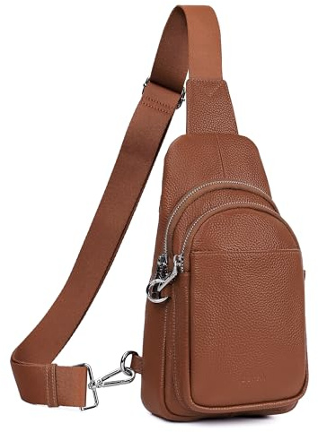 befen Echtleder Brusttasche Damen Klein, Leder Sling Bag Diebstahlsicher | Crossbody Bag Damen RFID-Blockierung Schulterrucksack Vielseitige Umhängetasche für Reisen Sport Arbeiten Einkaufen