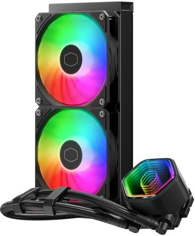 Cooler Master MasterLiquid 240 Core II Refrigeración Líquida - Sistema AIO 240 mm (TDP Máx 260W), Bomba Doble Cámara GR9, Ventiladores ARGB Gen 2 Mejorados, Kits AMD e Intel de Montaje Rápido, Negro