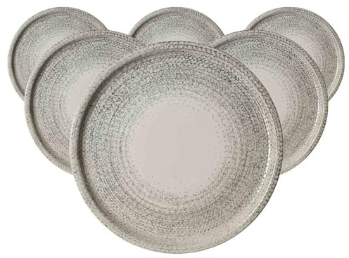 Ritzenhoff & Breker Rimini Pizzateller 6er Set, 30 cm, Runde Servierteller mit leichtem Relief, Geschirr mit mediterranem Flair, Spülmaschinenfest, Steinzeug, Stone