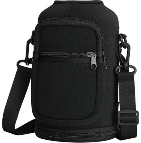 Pesoncarl Water Bottle Bag, 64oz Large Capacity Crossbody Water Bottle Bag, Portable Carrier with Strap, Insulated Carrier for Outdoor Sport Walking