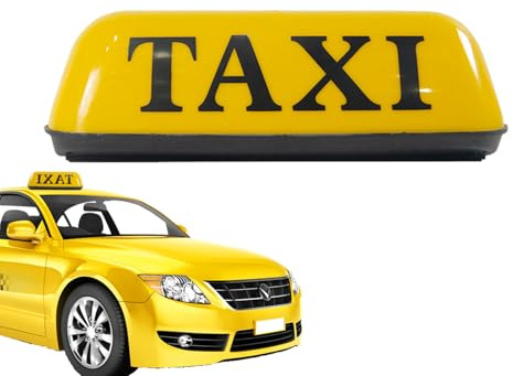 Generisch Cartel de taxi – Amarillo S. 13,23 x 6,06 x 4,45 pulgadas, lámpara de techo retro – Lámpara de techo de 12 V – Cabinas de coche – Taxi – Luz de techo | Luz de cúpula portátil de taxi