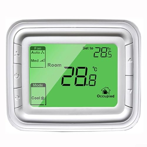 T6861H2WB Digital Thermostat for Air Conditioning Units with Fan Coil, Clear LCD Panel, Temperature Control, and Manual On Off Function