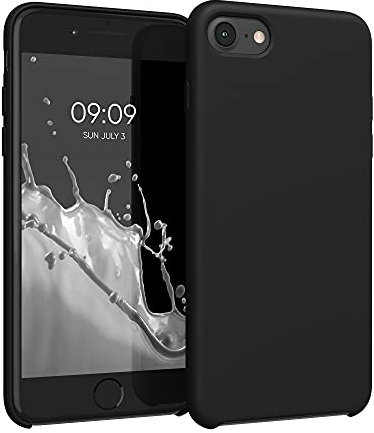 kwmobile Hülle kompatibel mit Apple iPhone SE (2022) / iPhone SE (2020) / iPhone 8 / iPhone 7 Hülle - Silikon Handy Case - Handyhülle weiche Oberfläche - kabelloses Laden - Schwarz