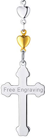 FaithHeart personalisierte Rosenkranz kette Herz kette mit Kreuzanhänger Edelstahl Herz Rosenkranz kette für Weihnachten Geburtstag Halloween