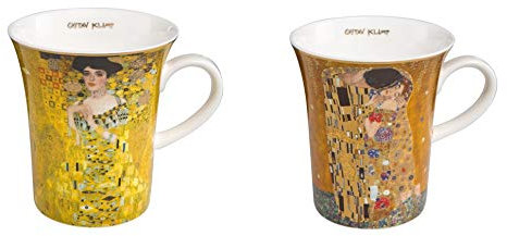 CREAFLOR HOME 2er Set Gustav Klimt Becher Der Kuss + Adele Bloch-Bauer 400ml Goebel Porzellan
