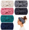 Whaline Strick-Stirnbänder für den Winter, Ohrenwärmer, gedrehte, elastische Turban-Kopfwickel mit Schleifenknoten, Haarband-Zubehör, Haargummis, Schals für Damen und Mädchen, 6 Stück (Blau/Rosa)