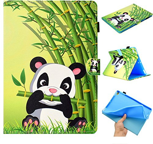 Succtop Kompatibel mit Hülle iPad 9.7 5./6. Gen 2017/2018, PU Leder Flip Cover iPad 9.7 Auto Schlaf/Wach Schutzhülle für iPad 9,7/ iPad Pro 9,7 / iPad Air/iPad Air 2,Panda Bambus