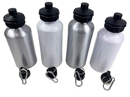Sublimation Lightweight Aluminium Sports & Cycling Water Bottle Spout and Screw Cap White and Silver 400/500/600ml (400ml Silver, 1)