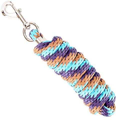 Merauno® Führstrick für Pferd - Anbindestrick in verschiedenen stylischen Designs, Führleine, Anbindeseil Pony, Esel, Ziege lang Strick mit Karabinerhaken Schwarz Blau Rosegold