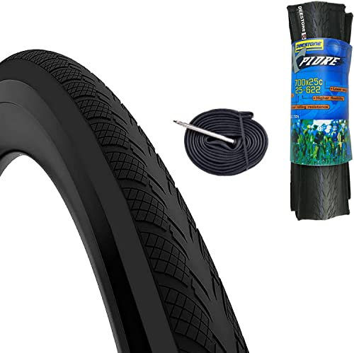 Deestone Reifen 700 x 25 C (25-622) + Schlauch Straßenreifen aus Gummi On Off Road Corsa Gravel