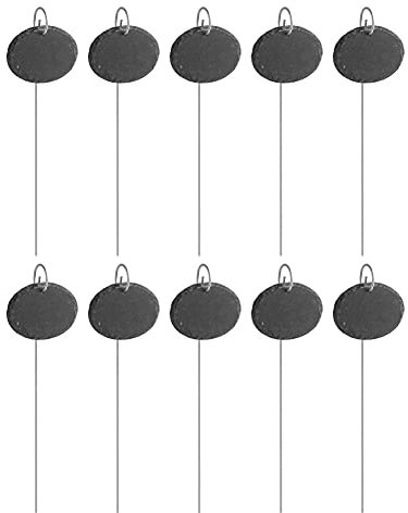 10PCS Edelstahl Pflanzenmarkierungen & Etiketten Schiefer Pflanzenetikett Garten Tags für Pflanzen Stahlpfahl Wetterfeste Tags Garten Kindergarten Marker Ovale Form