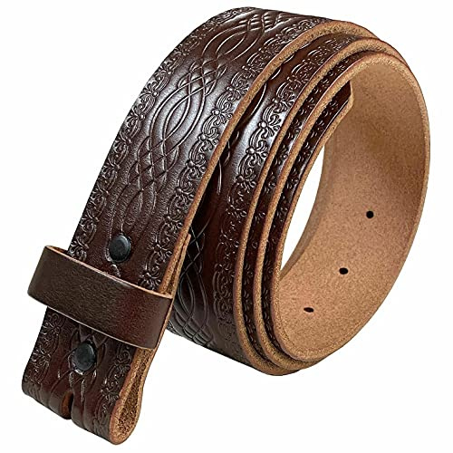 Echtes vollnarbiges Western-Ledergürtelband oder Gürtel, 3,8 cm breit, verschiedene Stiloptionen, Typ New 85-2 Braun, 32