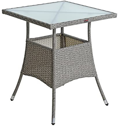 ESTEXO Polyrattan Gartentisch Beistelltisch Rattan Tisch Balkontisch Gartenmöbel Terrassentisch 60x60 cm (Grau-Mix)