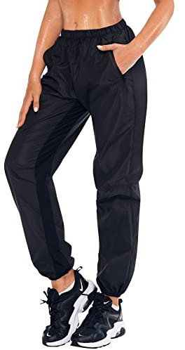 Gotoly Sauna Hose Damen Abnehmen Jogginghose Sporthose Hohe Taille Trainingshose Lang Schwitzhose mit Tasche Schnelltrocknend Sweathose Bauchkontrolle Oberschenkel Shaper für Laufen, Training, Gym