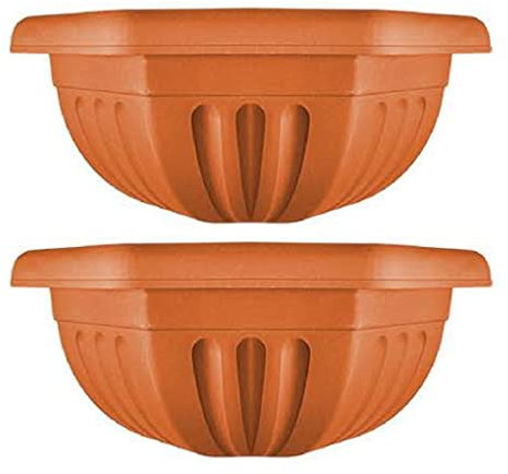 Fence Wall Planter Plant Flower Basket Pot Container Venetian Garden Box Plastic UK (Planter Terracotta 40 cm, 2)