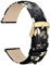 WOCCI 18mm Blumen Uhrenarmband für Damen, Echtes Leder, Schnellverschluss, Goldener Schnalle (Asche Blüht)