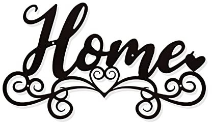 NBEADS Metal Home Sign Decor Wall Art, 10x11.5 Home With Swirl Metal Wall Decor Black Scroll Wall Hanging Decor Silhouette per La Casa Camera Da Letto Soggiorno Bagno Cucina di l'Hotel