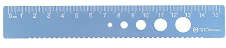 sourcing map Gerade Lineal 15cm Metrische Aluminiumlegierung Lineal Wellenkante mit Hohl Kreis Messwerkzeug für Kinderstudieren Klassenzimmer Büro Blau Grau