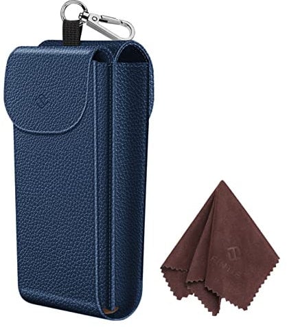 FINTIE Double Glasses Custodia con Gancio Moschettone, Portatile Custodia Protettiva in Similpelle Case AntiGraffio per Occhiali da Sole, (Blu Scuro)