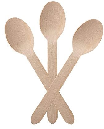 1Above 100Pk Disposable Wooden Cutlery Set, 100% Natural and Biodegradable, Eco-Friendly Cutlery Set for Wedding, Office and Party Picnic (Spoon)
