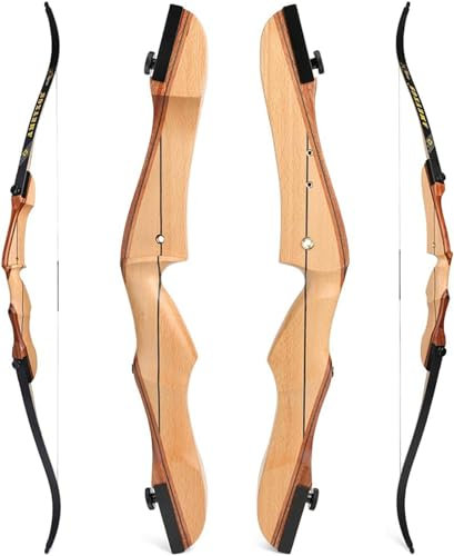 Bogenschießen Recurve Bogen Set für Anfänger Erwachsene 66 68 70 Holzbogen Jugend Bogen Set 14-40lbs Takedown Langbogen Jagd Bogen für Rechtshand Sportbogen (66-24lbs, Bogen-Schwarze gliedmaßen)