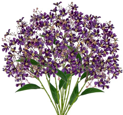 Hollyone 3PCS künstliche Blumen wie echte dekorative Blume Dunkelviolett Daphne Blossom 72CM Lange Stiele biegsame gefälschte Blumen Zweige für Blumenarrangement Sträuße Heimdekoration