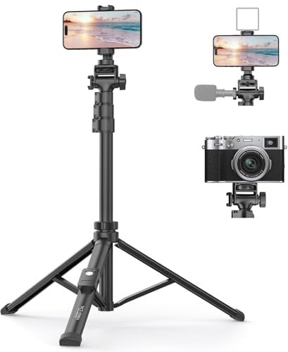 XXZU 61 Phone Tripod, Camera Tripod Stand, Monopod with Remote & Smartphone Holder, Lightweight Cell Phone Tripod For Filming/Shooting, Tall Travel Tripod For iPhone/Android/Webcam