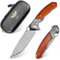 Zingbee Damast Taschenmesser, Hochwertige VG10 Damaststahlklinge, scharfe Schneide, Outdoor messer mit Sandelholzgriff-EDC Klappmesser & Einhandmesser für Wandern, Camping, Sammeln & als Geschenk
