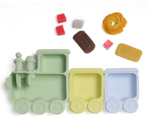 nohlerlife Silikon Baby Teller mit Saugnapf, Rutschfest Schüssel mit Saugnapf, Baby Teller mit Silikon Babylöffel und Baby Gabel, BPA Frei Esslernteller für Kleinkinder (Blue)