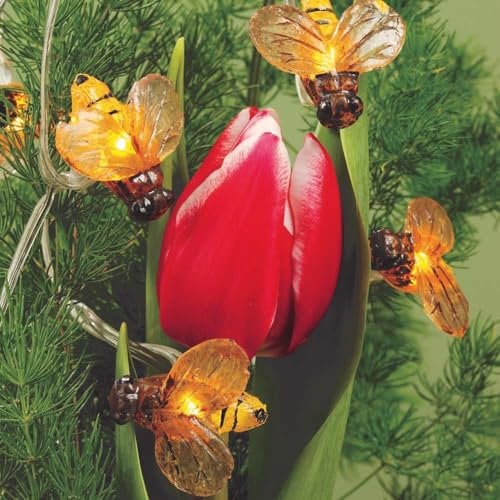 hellum Solar Bienen Lichterkette, Lichterkette außen solar mit 20 warmweiße LED, 380 cm Lichtlänge, 9m 151473