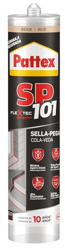 Pattex SP101 Original, adhesivo sellador para interiores y exteriores, polímero sellador beige multimaterial, sellador de juntas en cartucho, 1 x 280 ml