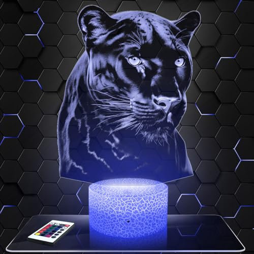 Nachttischlampe Panther deko Tier Wildnis Afrika Katzen. Geschenkidee Mann Frau objekt Panther Nachtlicht Erwachsene deko Zimmer.