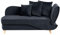 Chaiselongue Samt schwarz rechtsseitig mit Stauraum Kissen modern Meri II