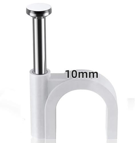 100Pcs Cable Clips, Cable Clips White 10mm, Used for ethernet Cable, Telephone line, TV Cable (White-10mm-100)