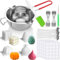 Kerzen Selber Machen Set, DIY Kerzenherstellung Kit,4 Stück 3D Silikonform Kerzenformen zum Gießen, Schmelztopf und 100 Kerzendochte,100 Kerzen Aufkleber, 2 Dochthalter,1 spatula für Candle Making Kit