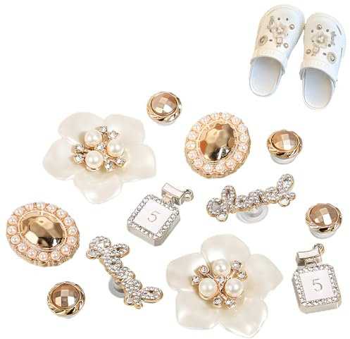 AFCJLTO 12 glänzende Schuhanhänger als Schmuckdekoration-Design, Charm für Kinder und Erwachsene, PVC-Schuhcharms für Clogs und Schuhe von Mädchen, Frauen und Kindern