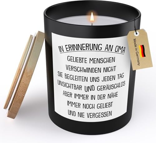 22Feels Trauerkerze Oma In Erinnerung Andenken Sojawachs Kerze im Glas Kondolenzgeschenk Grossmutter Handgemacht Grosseltern Duft Deko Vegan Nachhaltig - ZITRUS