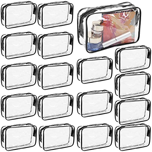 Crevyteg 18 Stück transparent Kulturbeutel, PVC Kosmetiktasche, wasserdicht Make-up Tasche Kosmetikbeutel durchsichtig Reise Kasten Kulturtasche für Männer Frauen and Familie