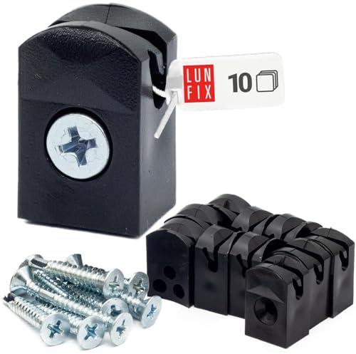 Lot de 10 supports de fil de tension avec vis auto-serrante pour fils jusqu'à 4 mm - Noir